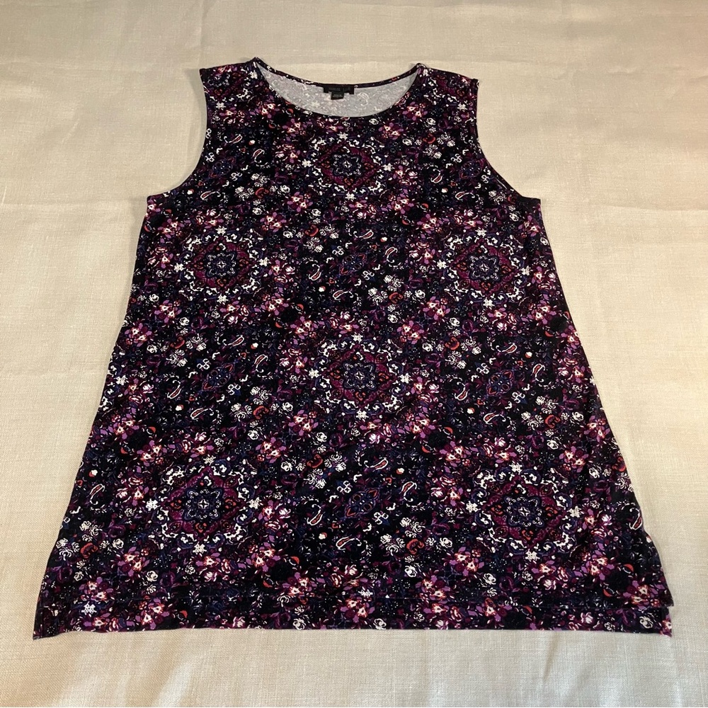 J Jill Wearever Collection Paisley and Floral Sleeveless Top Women's Size M